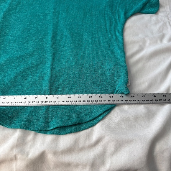 Aeropostale Women's Semi-Sheer Short Sleeve Knit‎ Lightweight Sweater Tee Teal S - Picture 10 of 11